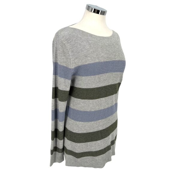 Market & Spruce Striped Boatneck Sweater Gray Lavender Olive Green Size XXL NWT - Picture 4 of 11